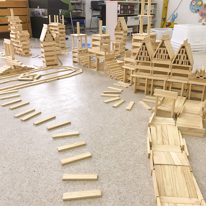 Kids Education Login - Blocs empilables en bois naturel, jouet