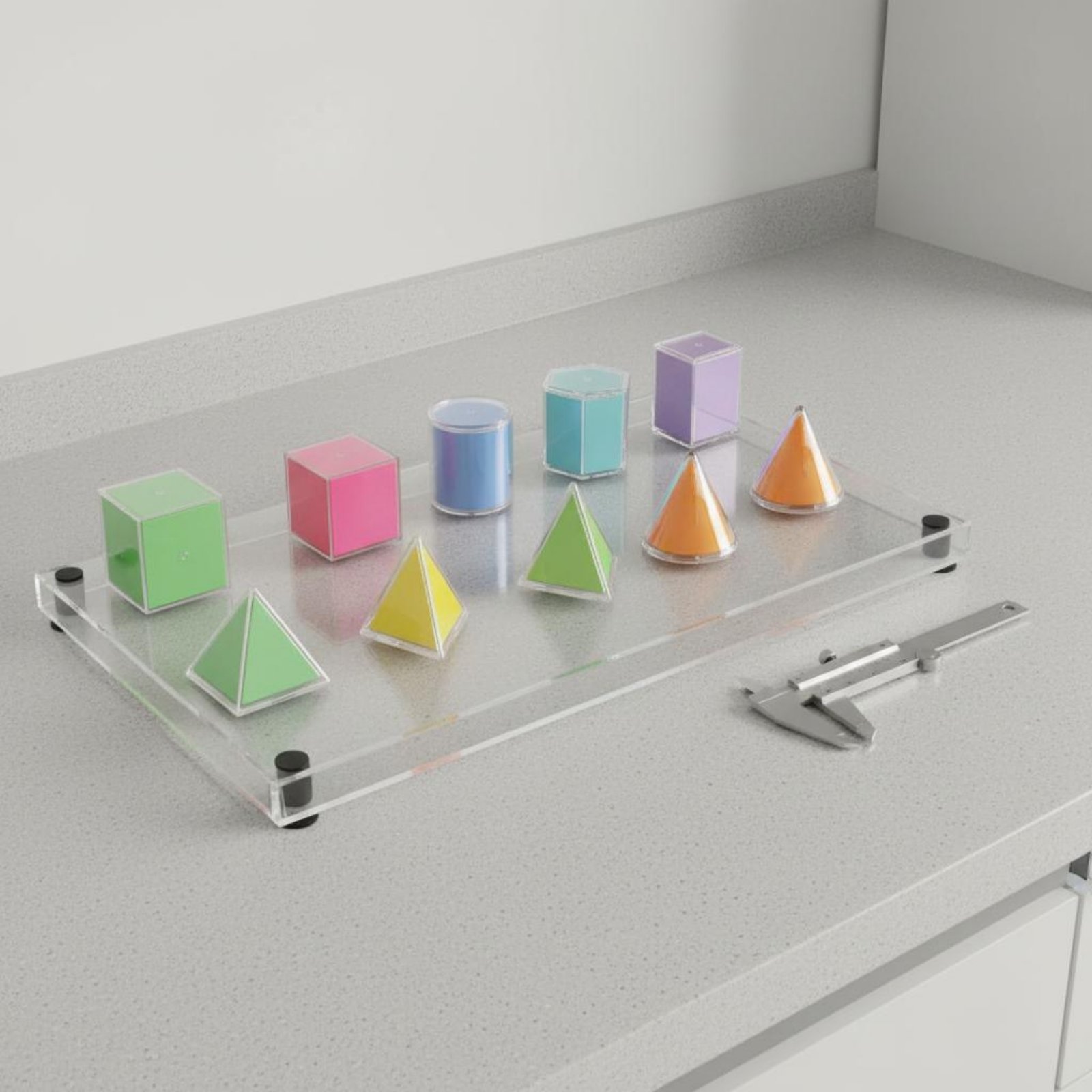 Math Manipulative Set - 8 pièces de solides géométriques transparents